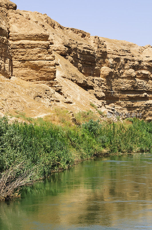 幼发拉底河和悬崖附近Dura Europos(告诉Salhiye)，叙利亚